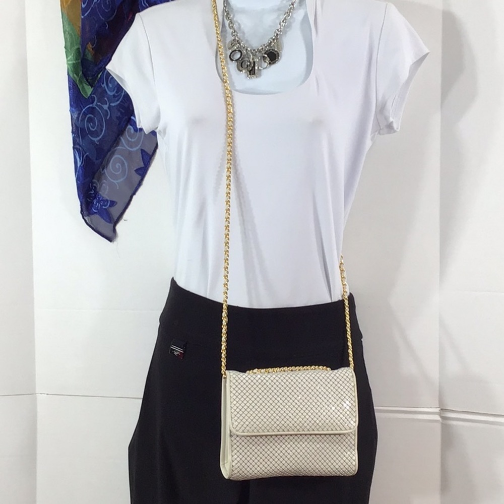 Whiting and Davis vintage white evening bag